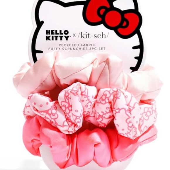 Hello Kitty x Kitsch Fabric Scrunchies - No Crease Hair Ties for Girls, Cute Puf - Picture 2 of 4